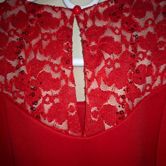 New Bonnie Jean Red Sleeveless Dress Lace Sequins High Low Style Size 7 Hi-Lo - Picture 4 of 7